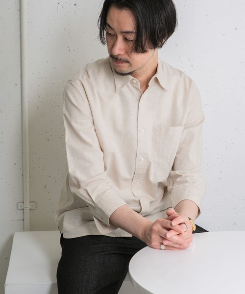 URBAN RESEARCH ROSSO MEN（アーバンリサーチロッソメン）の「『XLサイズあり』リネンレギュラーカラー七分袖シャツ（シャツ/ブラウス・メンズ・ネイビー/ストライプ/ホワイト/ナチュラル・SMALL/MEDIUM/LARGE/X-LARGE）」の16枚目の写真