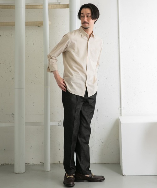 URBAN RESEARCH ROSSO MEN（アーバンリサーチロッソメン）の「『XLサイズあり』リネンレギュラーカラー七分袖シャツ（シャツ/ブラウス・メンズ・ネイビー/ストライプ/ホワイト/ナチュラル・SMALL/MEDIUM/LARGE/X-LARGE）」の22枚目の写真