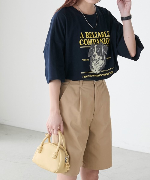 BONLECILL(ボンルシール)の「DOGサガラ刺繍TEE(Tシャツ/カットソー・レディース・ブラック/ネイビー/オフホワイト/オートミール・FREE)」の6枚目の写真