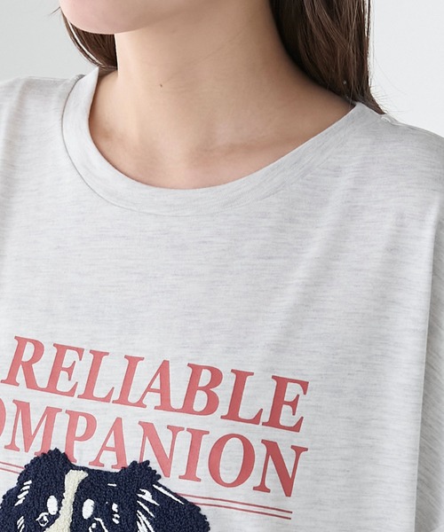 BONLECILL(ボンルシール)の「DOGサガラ刺繍TEE(Tシャツ/カットソー・レディース・ブラック/ネイビー/オフホワイト/オートミール・FREE)」の15枚目の写真