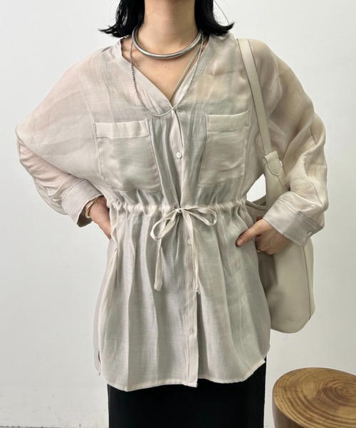 SHENERY(シーナリー)の「シアーペプラムブラウス(シャツ/ブラウス・レディース・ブラック/ライトグレー/ピンク/ブラウン・FREE)」の10枚目の写真