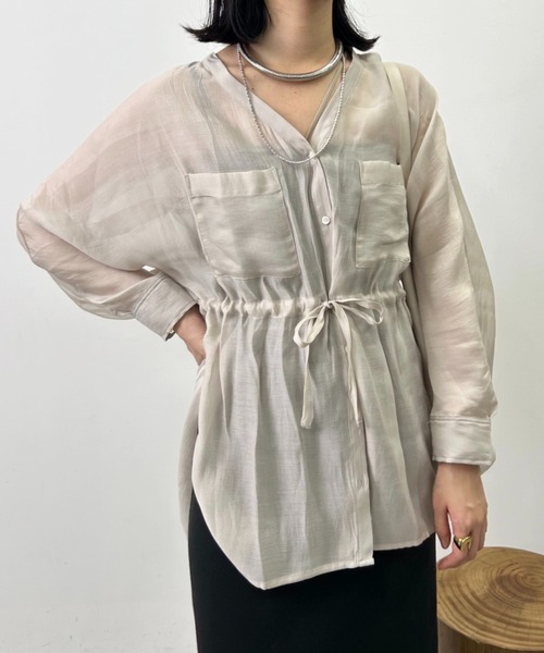 SHENERY(シーナリー)の「シアーペプラムブラウス(シャツ/ブラウス・レディース・ブラック/ライトグレー/ピンク/ブラウン・FREE)」の12枚目の写真