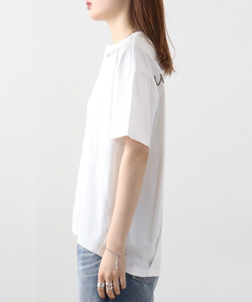 BRODIAEA(ブローディア)の「BRODIAEA バイオシルスムースTシャツ(Tシャツ/カットソー・レディース・オフホワイト/クリアグリーン/ピンク/ネイビー/グレイッシュベージュ・40)」の18枚目の写真