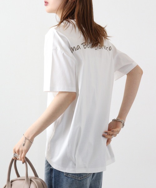 BRODIAEA(ブローディア)の「BRODIAEA バイオシルスムースTシャツ(Tシャツ/カットソー・レディース・オフホワイト/クリアグリーン/ピンク/ネイビー/グレイッシュベージュ・40)」の7枚目の写真