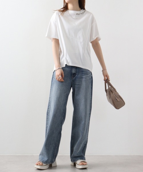 BRODIAEA(ブローディア)の「BRODIAEA バイオシルスムースTシャツ(Tシャツ/カットソー・レディース・オフホワイト/クリアグリーン/ピンク/ネイビー/グレイッシュベージュ・40)」の10枚目の写真
