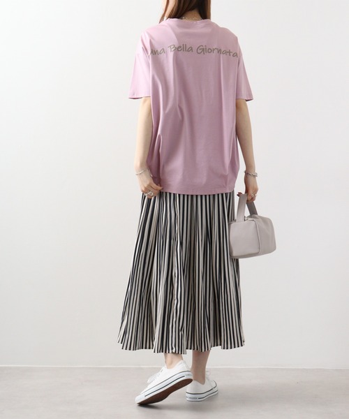 BRODIAEA(ブローディア)の「BRODIAEA バイオシルスムースTシャツ(Tシャツ/カットソー・レディース・オフホワイト/クリアグリーン/ピンク/ネイビー/グレイッシュベージュ・40)」の16枚目の写真