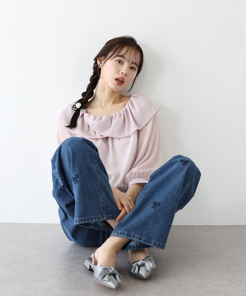 BLUEEAST（ブルーイースト）の「リボン付きバックストラップミュール（パンプス・レディース・シルバー/ブラック・MEDIUM/LARGE）」の11枚目の写真