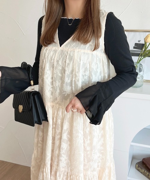 apres jour(アプレジュール)の「シフォンスリーブフレアカットインナー【ZOZOTOWN限定アイテム】(Tシャツ/カットソー・レディース・オフホワイト/ブラック・X-LARGE/フリー)」の21枚目の写真
