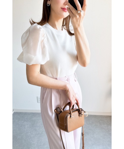 &. NOSTALGIA(アンドドットノスタルジア)の「【ZOZO限定】オーガンジースリーブリブTシャツ(Tシャツ/カットソー・レディース・ブラック/ホワイト・M)」の20枚目の写真