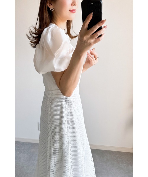 &. NOSTALGIA(アンドドットノスタルジア)の「【ZOZO限定】オーガンジースリーブリブTシャツ(Tシャツ/カットソー・レディース・ブラック/ホワイト・M)」の17枚目の写真
