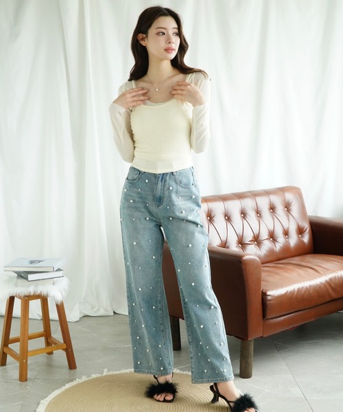 Jasmine Grandiflorum(ジャスミングランディフローラム)の「【Jasmine】アンサンブル カーディガン+キャミソール(Tシャツ/カットソー・レディース・イエロー/ホワイト/グリーン/ピンク・FREE)」の5枚目の写真