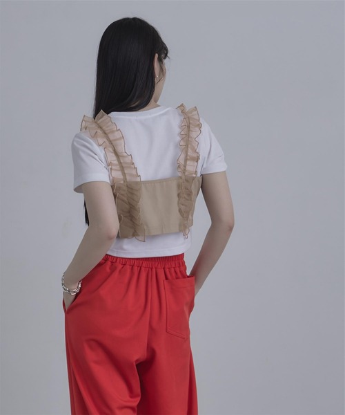 miette（ミエット）の「シアーフリルビスチェ（キャミソール・レディース・ブラック/ベージュ・FREE）」の10枚目の写真