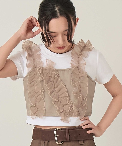miette(ミエット)の「シアーフリルビスチェ(キャミソール・レディース・ブラック/ベージュ・FREE)」の18枚目の写真