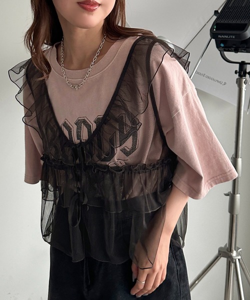 apres jour mignon（アプレジュールミニョン）の「アソートチュールリボンベスト【ZOZOTOWN限定アイテム】（ベスト・レディース・ブラック系その他/グレー/ブルー/チャコールグレー/シルバー/アイボリー/ブラック/ブラック系その他2・X-LARGE/フリー）」の2枚目の写真