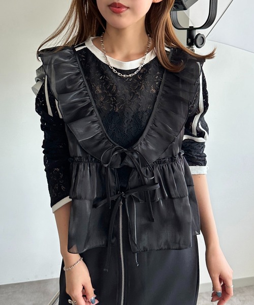 apres jour mignon（アプレジュールミニョン）の「アソートチュールリボンベスト【ZOZOTOWN限定アイテム】（ベスト・レディース・ブラック系その他/グレー/ブルー/チャコールグレー/シルバー/アイボリー/ブラック/ブラック系その他2・X-LARGE/フリー）」の19枚目の写真