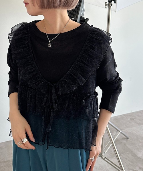 apres jour mignon（アプレジュールミニョン）の「アソートチュールリボンベスト【ZOZOTOWN限定アイテム】（ベスト・レディース・ブラック系その他/グレー/ブルー/チャコールグレー/シルバー/アイボリー/ブラック/ブラック系その他2・X-LARGE/フリー）」の16枚目の写真