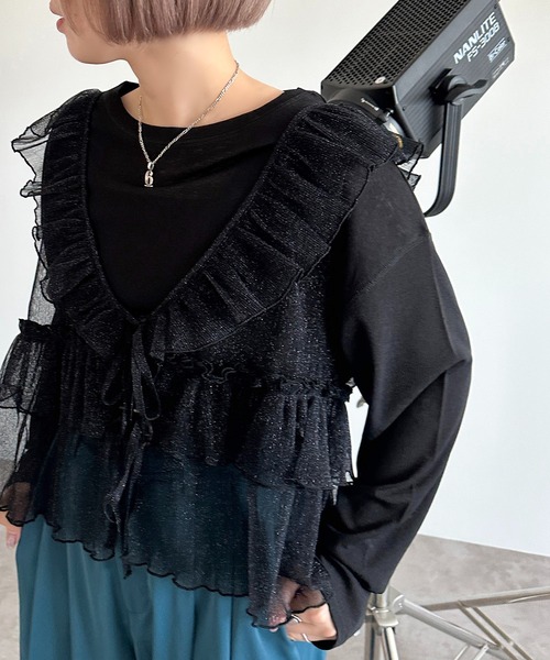 apres jour mignon（アプレジュールミニョン）の「アソートチュールリボンベスト【ZOZOTOWN限定アイテム】（ベスト・レディース・ブラック系その他/グレー/ブルー/チャコールグレー/シルバー/アイボリー/ブラック/ブラック系その他2・X-LARGE/フリー）」の14枚目の写真