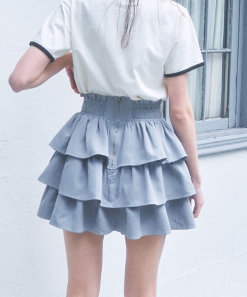 -5kg三段フリルミニスカート(パンツ) ブラック S 量産型 Lovilyn Lovilyn（ラヴィリン）の「-5kg三段フリルミニスカート(パンツ