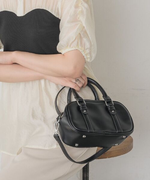 RETRO GIRL（レトロガール）の「スクエアミニボストンBAG（ショルダーバッグ・レディース・シルバー/オフホワイト/ブラック・ONE SIZE）」の3枚目の写真