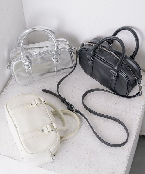 RETRO GIRL（レトロガール）の「スクエアミニボストンBAG（ショルダーバッグ・レディース・シルバー/オフホワイト/ブラック・ONE SIZE）」の16枚目の写真
