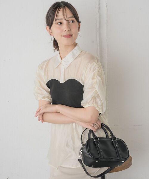 RETRO GIRL（レトロガール）の「スクエアミニボストンBAG（ショルダーバッグ・レディース・シルバー/オフホワイト/ブラック・ONE SIZE）」の18枚目の写真