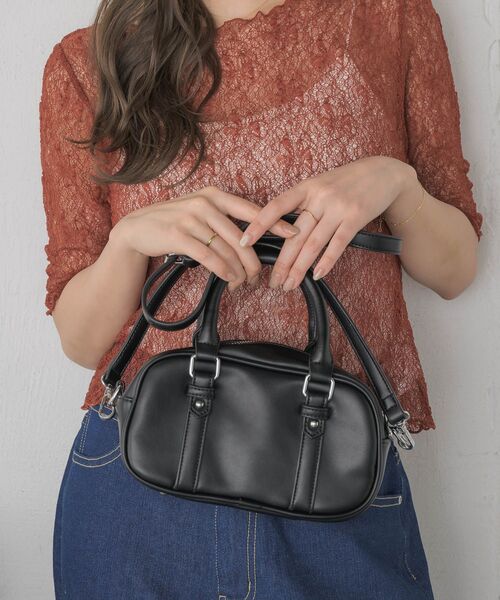 RETRO GIRL（レトロガール）の「スクエアミニボストンBAG（ショルダーバッグ・レディース・シルバー/オフホワイト/ブラック・ONE SIZE）」の19枚目の写真