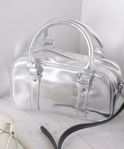 RETRO GIRL（レトロガール）の「スクエアミニボストンBAG（ショルダーバッグ・レディース・シルバー/オフホワイト/ブラック・ONE SIZE）」の22枚目の写真