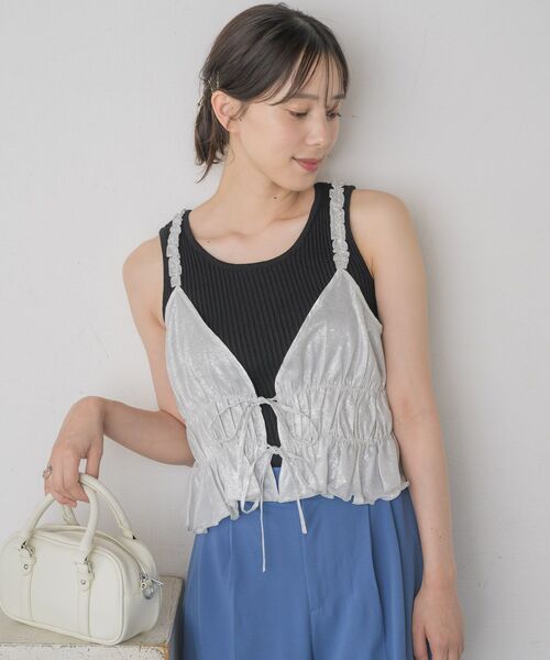 RETRO GIRL（レトロガール）の「スクエアミニボストンBAG（ショルダーバッグ・レディース・シルバー/オフホワイト/ブラック・ONE SIZE）」の6枚目の写真