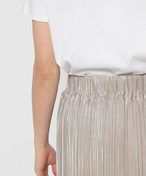 mysty woman（ミスティウーマン）の「【セルフカット可能！】プリーツイージーナロースカート 135600（スカート・レディース・チャコールグレー/ライトグレー/グリーン/ベージュ/ダークブラウン/ブラック・FREE）」の9枚目の写真