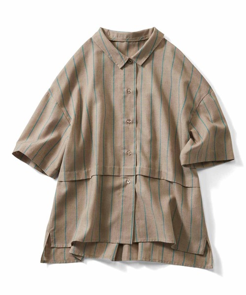 Live in comfort(リブインコンフォート)の「リブ イン コンフォート 涼やかで肌心地のいい とろ麻五分袖シャツ(シャツ/ブラウス・レディース・ベージュ系その他/ライム・MEDIUM/LARGE/X-LARGE/SMALL/XX-LARGE)」の3枚目の写真