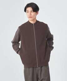 コットン 畦 ジップ ニット ベスト