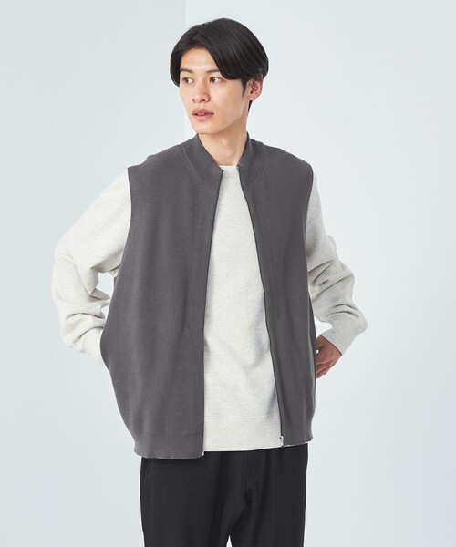green label relaxing(グリーンレーベルリラクシング)の「コットン 畦 ジップ ニット ベスト(ベスト・メンズ・グレー/ダークブラウン・M/L/XL/S)」の5枚目の写真