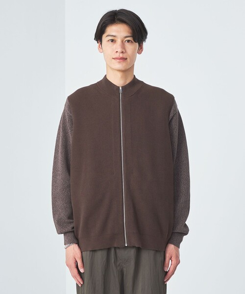 green label relaxing(グリーンレーベルリラクシング)の「コットン 畦 ジップ ニット ベスト(ベスト・メンズ・グレー/ダークブラウン・M/L/XL/S)」の6枚目の写真