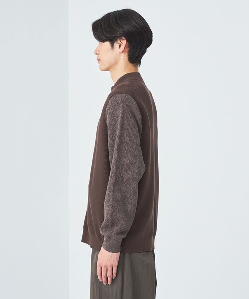 green label relaxing(グリーンレーベルリラクシング)の「コットン 畦 ジップ ニット ベスト(ベスト・メンズ・グレー/ダークブラウン・M/L/XL/S)」の7枚目の写真