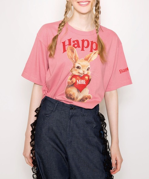 MILK(ミルク)の「HAPPY BUNNY Tシャツ(Tシャツ/カットソー・レディース・B/A・FREE)」の2枚目の写真