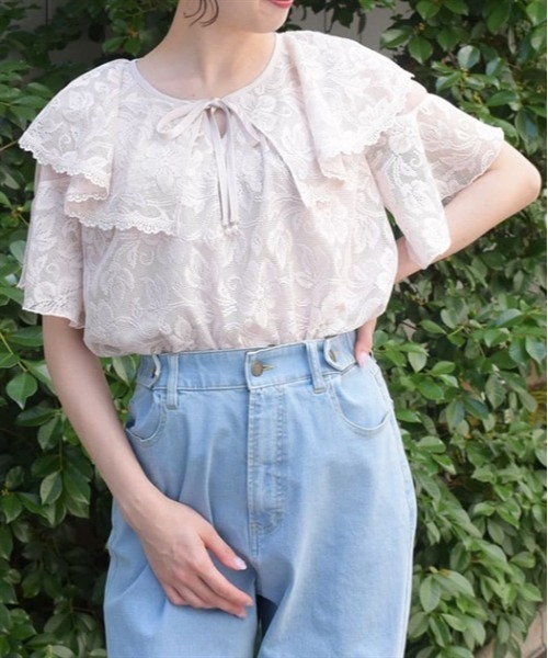 axes femme（アクシーズファム）の「総レースケープトップス（Tシャツ