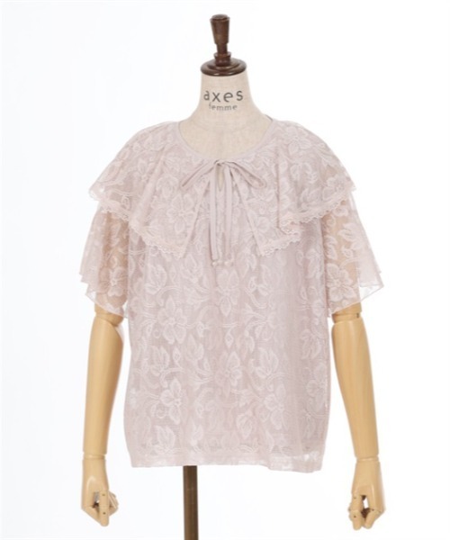 axes femme（アクシーズファム）の「総レースケープトップス（Tシャツ/カットソー・レディース・キナリ/ピンク/ブラック・FREE）」の7枚目の写真
