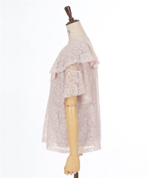 axes femme（アクシーズファム）の「総レースケープトップス（Tシャツ/カットソー・レディース・キナリ/ピンク/ブラック・FREE）」の8枚目の写真