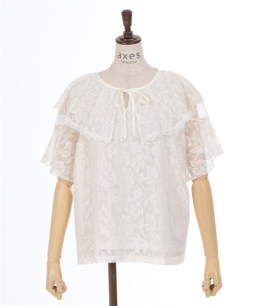 axes femme（アクシーズファム）の「総レースケープトップス（Tシャツ/カットソー・レディース・キナリ/ピンク/ブラック・FREE）」の16枚目の写真