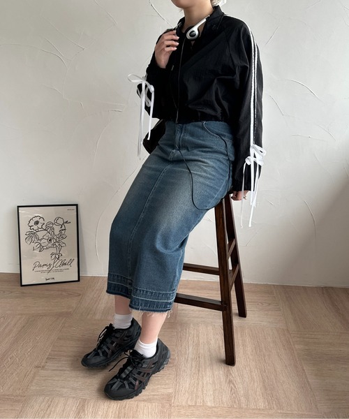 raffime（ラフィミー）の「リボンナイロンブルゾン（ブルゾン・レディース・ブラック・フリー）」の2枚目の写真