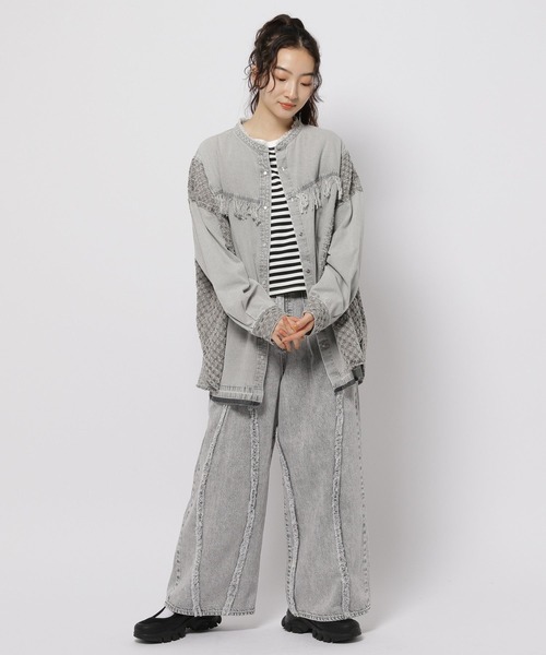niko and...（ニコアンド）の「【NKJ 2024AW】FRINGE WIDE DENIM（デニムパンツ・レディース・ライトグレー/インディゴブルー・LARGE/MEDIUM）」の11枚目の写真