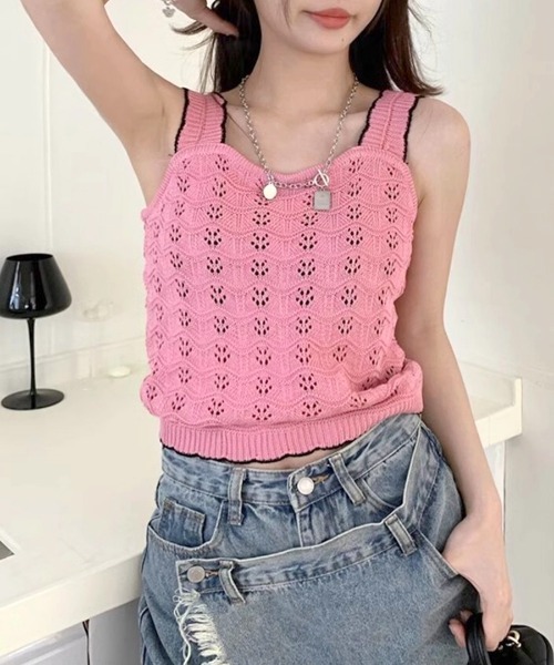 Riff（リフ）の「透かし編みタンクトップ ニット（タンクトップ）」 - WEAR