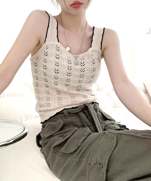 Riff（リフ）の「透かし編みタンクトップ ニット（タンクトップ）」 - WEAR