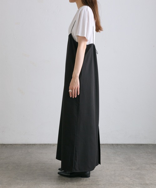 PUAL CE CIN（ピュアルセシン）の「【2点セット】袖フレアTシャツ+ナローキャミワンピース（ワンピース・レディース・ブラック・FREE）」の11枚目の写真