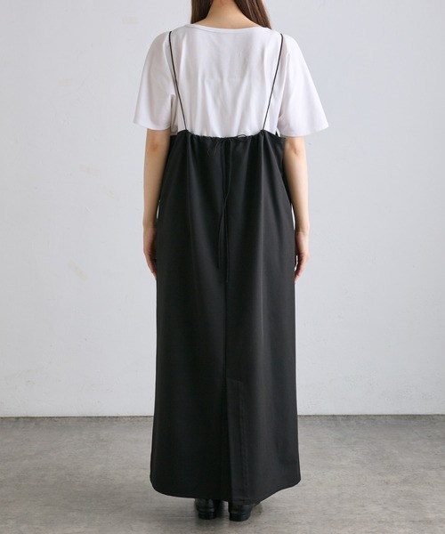 PUAL CE CIN（ピュアルセシン）の「【2点セット】袖フレアTシャツ+ナローキャミワンピース（ワンピース・レディース・ブラック・FREE）」の12枚目の写真