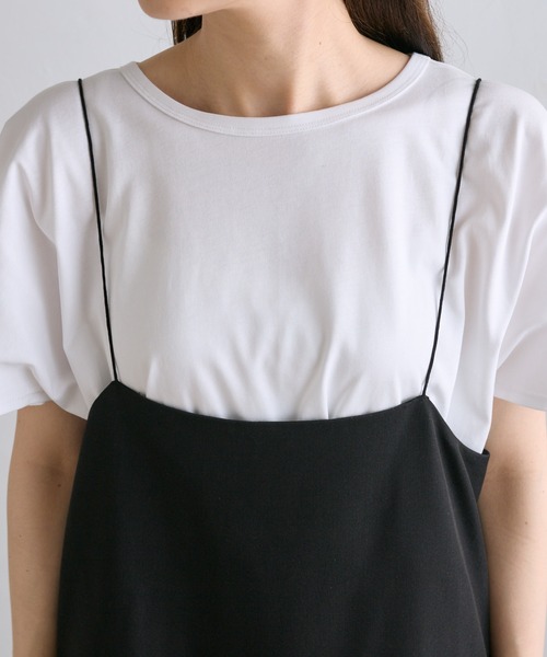 PUAL CE CIN（ピュアルセシン）の「【2点セット】袖フレアTシャツ+ナローキャミワンピース（ワンピース・レディース・ブラック・FREE）」の13枚目の写真