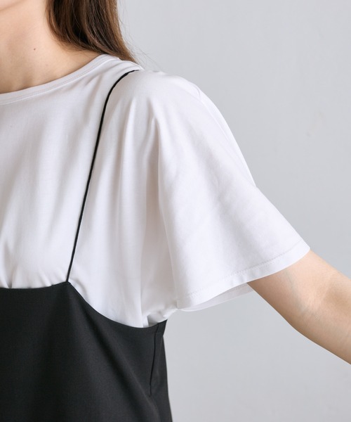 PUAL CE CIN（ピュアルセシン）の「【2点セット】袖フレアTシャツ+ナローキャミワンピース（ワンピース・レディース・ブラック・FREE）」の15枚目の写真