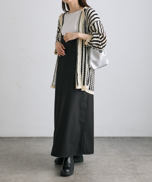 PUAL CE CIN（ピュアルセシン）の「【2点セット】袖フレアTシャツ+ナローキャミワンピース（ワンピース・レディース・ブラック・FREE）」の9枚目の写真