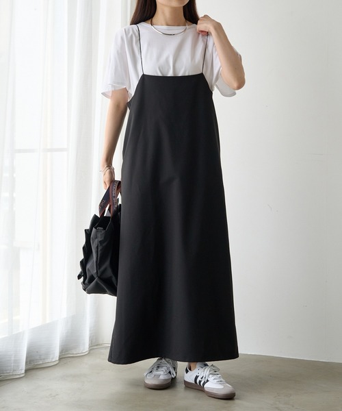 PUAL CE CIN（ピュアルセシン）の「【2点セット】袖フレアTシャツ+ナローキャミワンピース（ワンピース・レディース・ブラック・FREE）」の19枚目の写真