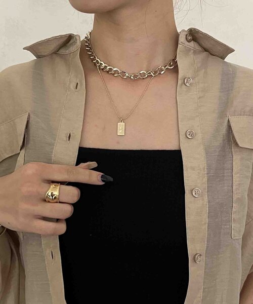 Thevon（ゼボン）の「【heilly/ヘイリー】プレート2連チェーンネックレス（ネックレス・レディース・シルバー/ゴールド/グレー系その他/ピンクゴールド・FREE）」の7枚目の写真